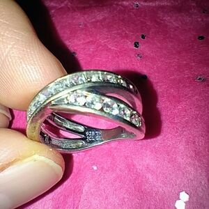 Diamonique Sterling Silver X Ring